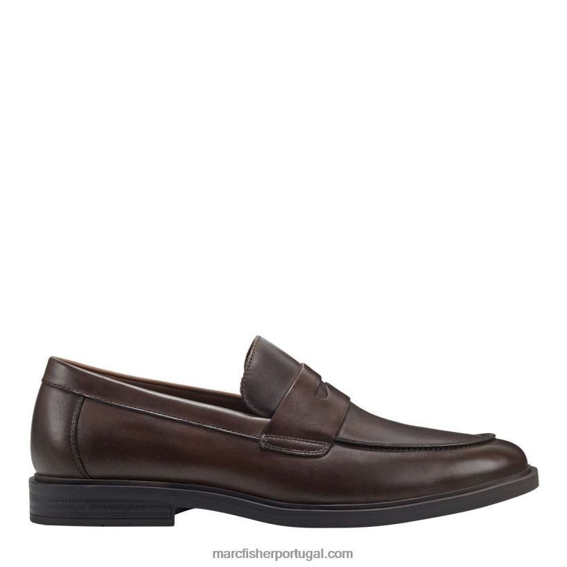 homens Marc Fisher mocassim vestido damitri 62B08L732 couro marrom escuro