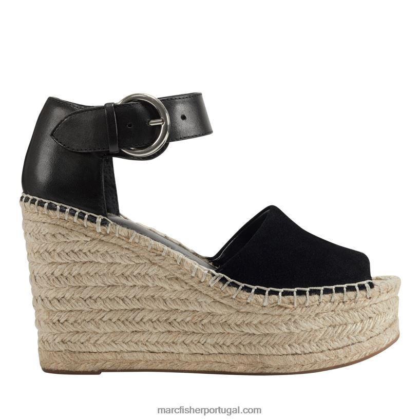 mulheres Marc Fisher sandália espadrille alida 62B08L191 preto