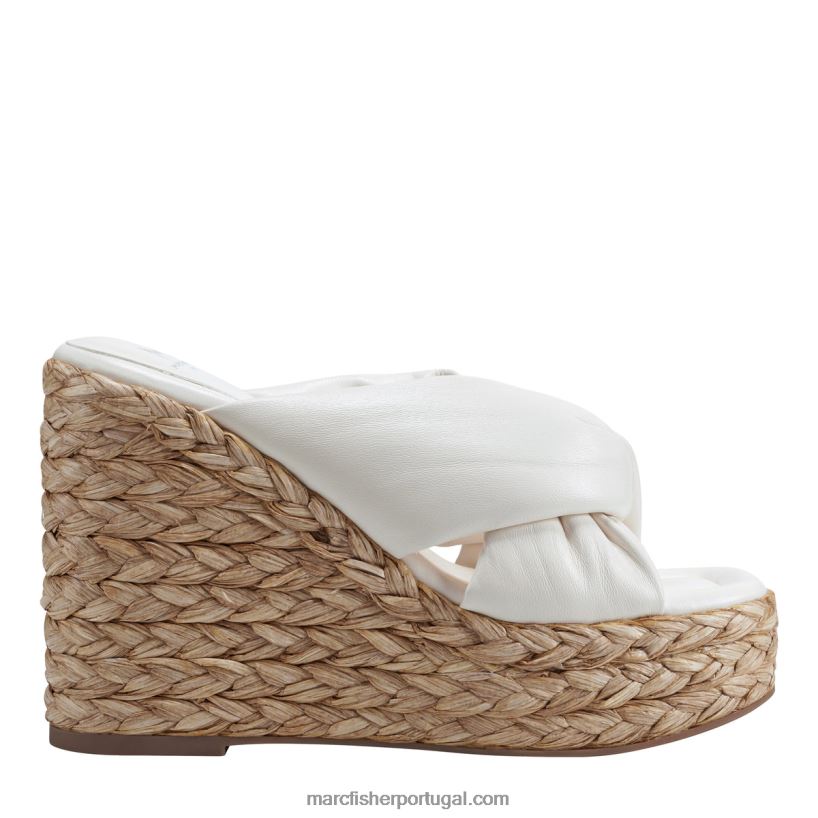 mulheres Marc Fisher sandália espadrille navina 62B08L231 couro creme novo
