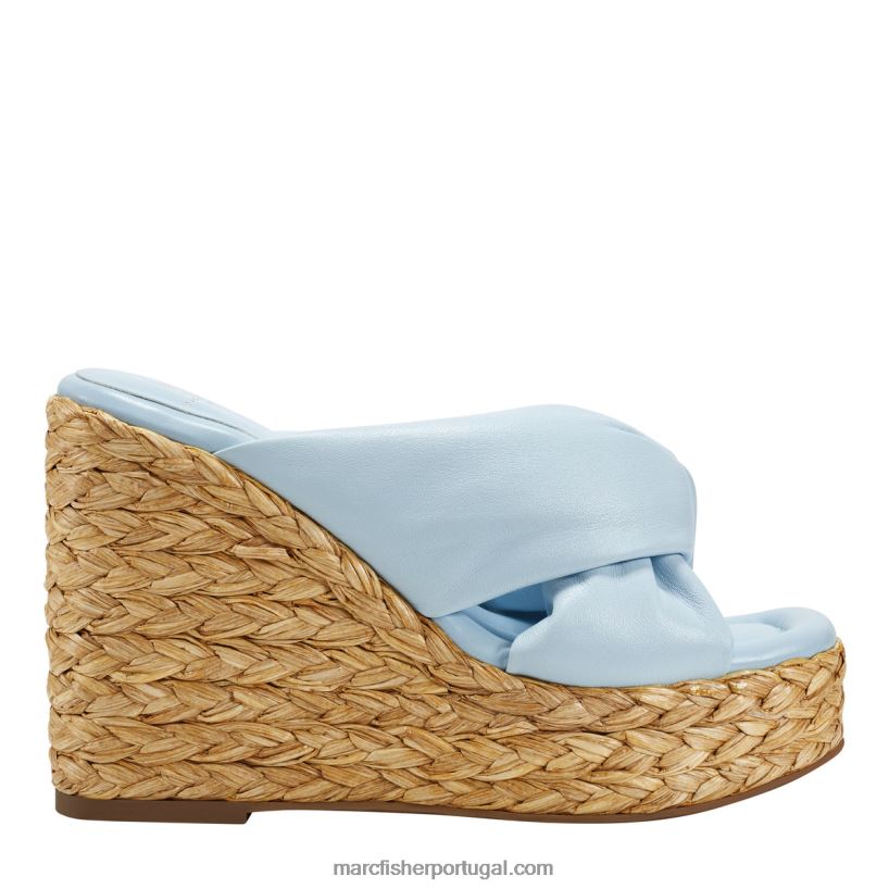 mulheres Marc Fisher sandália espadrille navina 62B08L237 couro azul claro