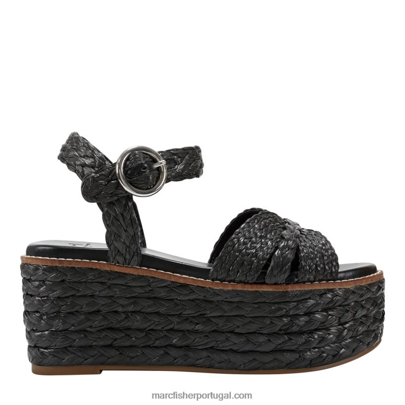 mulheres Marc Fisher sandália espadrille naydine com tira no tornozelo 62B08L223 preto