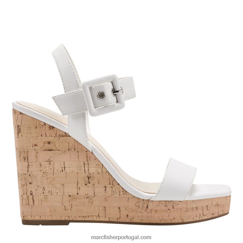 mulheres Marc Fisher sandália lukey wedge 62B08L262 branco