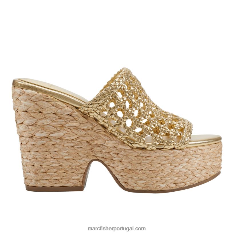 mulheres Marc Fisher sandália plataforma espadrille hollis 62B08L220 ouro