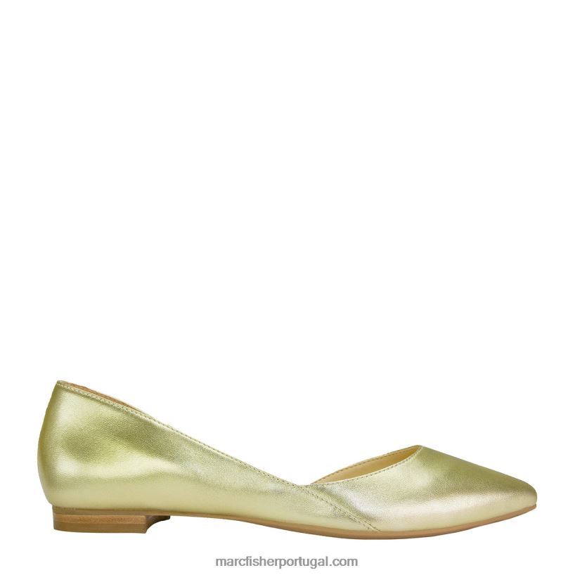 mulheres Marc Fisher ensolarado apartamento d'orsay 62B08L318 couro dourado