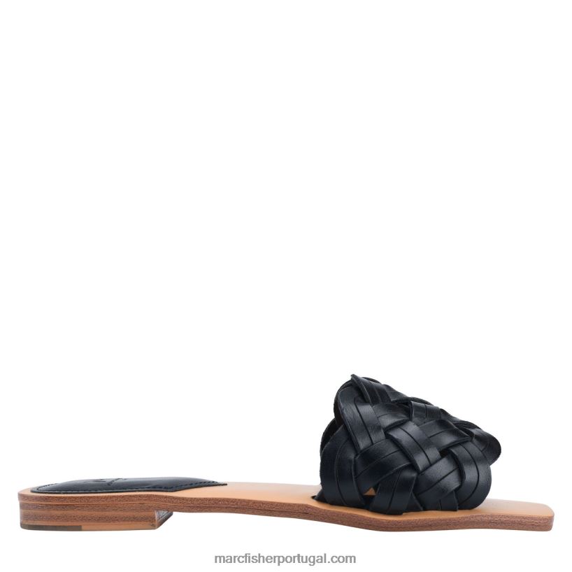 mulheres Marc Fisher rebecca slide plano 62B08L322 couro preto