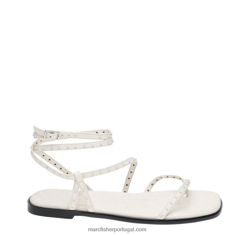 mulheres Marc Fisher sandália rasa nalica 62B08L320 couro branco