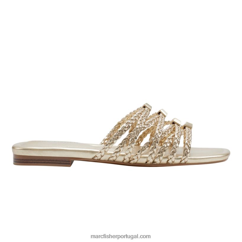 mulheres Marc Fisher sandália rasteira lelina 62B08L476 ouro metálico