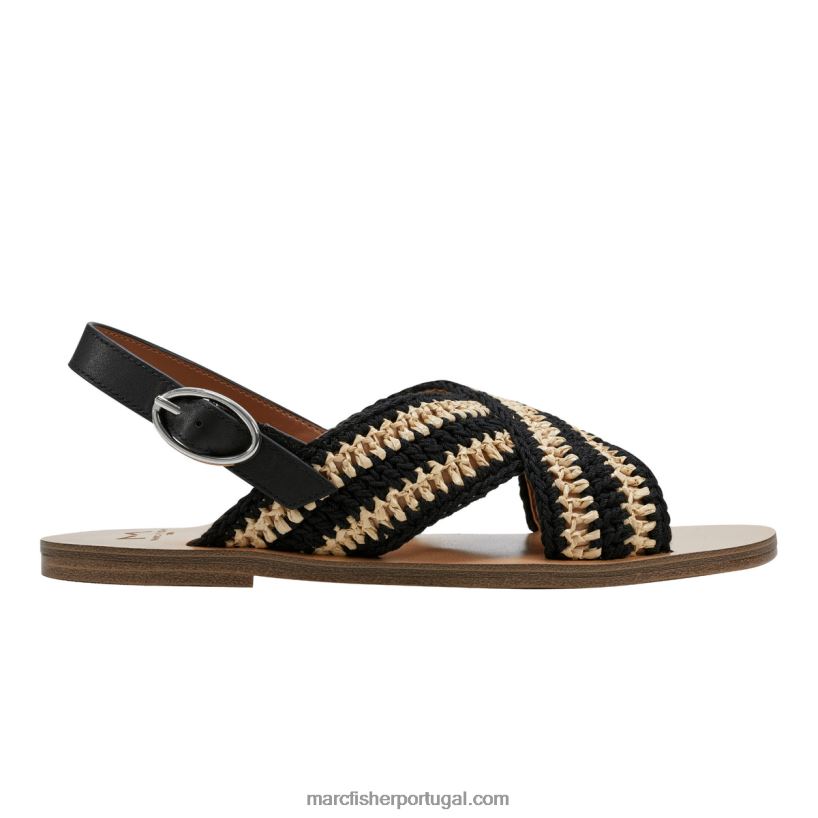 mulheres Marc Fisher sandália rasteira lonnie slingback 62B08L294 preto