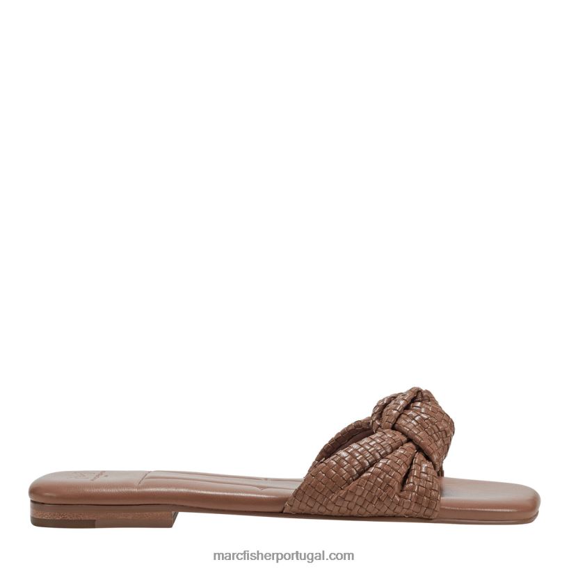 mulheres Marc Fisher sandália rasteira marlon 62B08L297 bagagem couro marrom