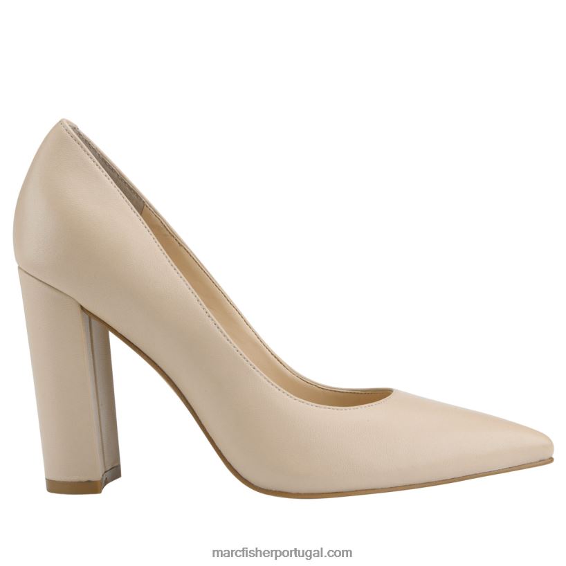 mulheres Marc Fisher bomba de bico pontiagudo salto bloco abilene 62B08L629 couro natural claro
