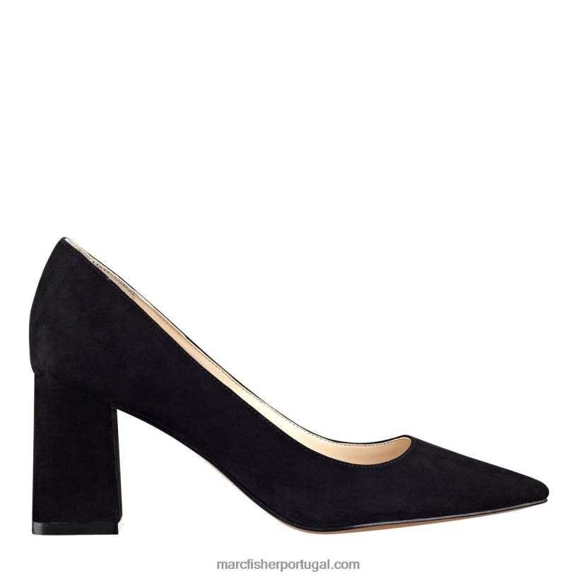 mulheres Marc Fisher bomba de bico pontiagudo salto bloco zala 62B08L621 Camurça preta