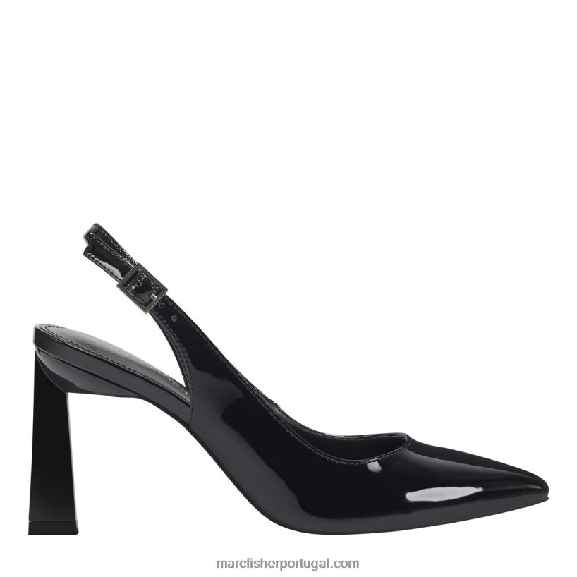 mulheres Marc Fisher bomba sannek slingback 62B08L604 patente negra