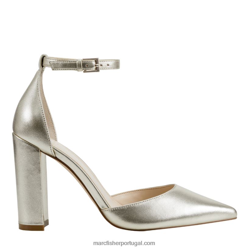 mulheres Marc Fisher calcanhar de tira de tornozelo arnette 62B08L348 couro platino