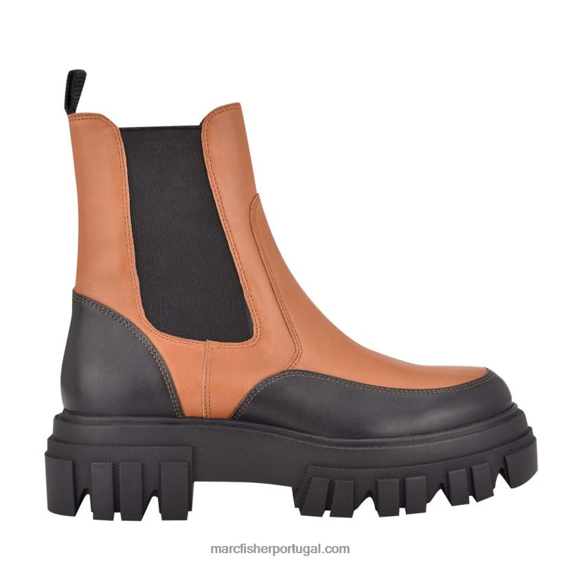 mulheres Marc Fisher botinha de tornozelo lugsole morgan 62B08L14 couro conhaque