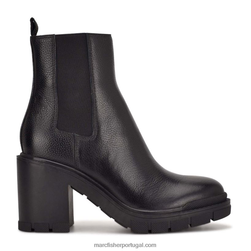 mulheres Marc Fisher bota de combate com salto vanlisa 62B08L12 couro preto