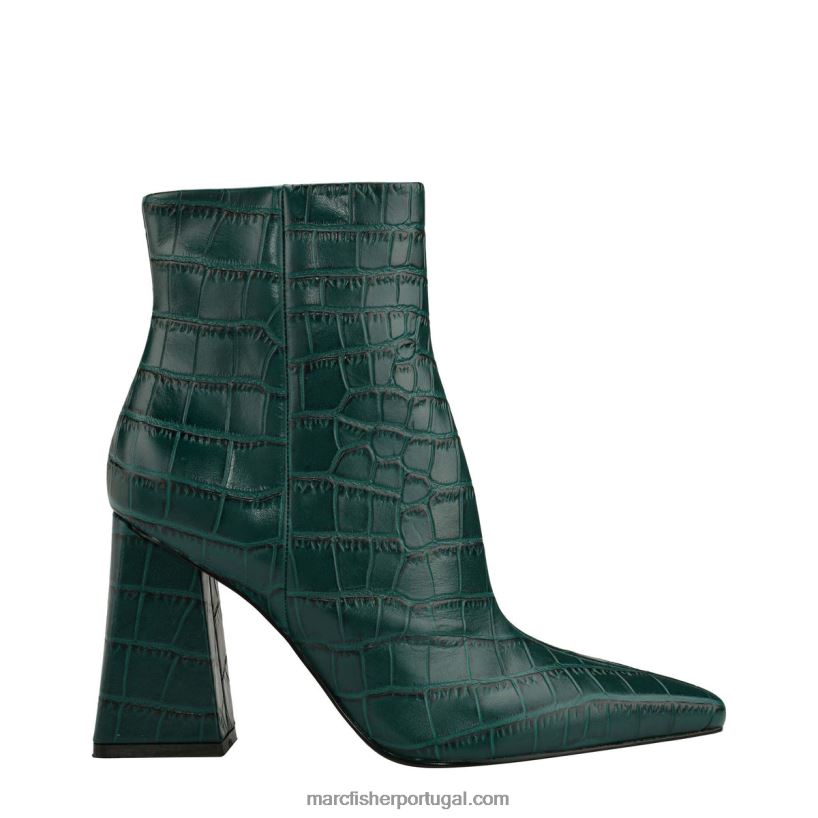 mulheres Marc Fisher bota de salto alto kulika 62B08L96 couro com relevo croco azul-petróleo