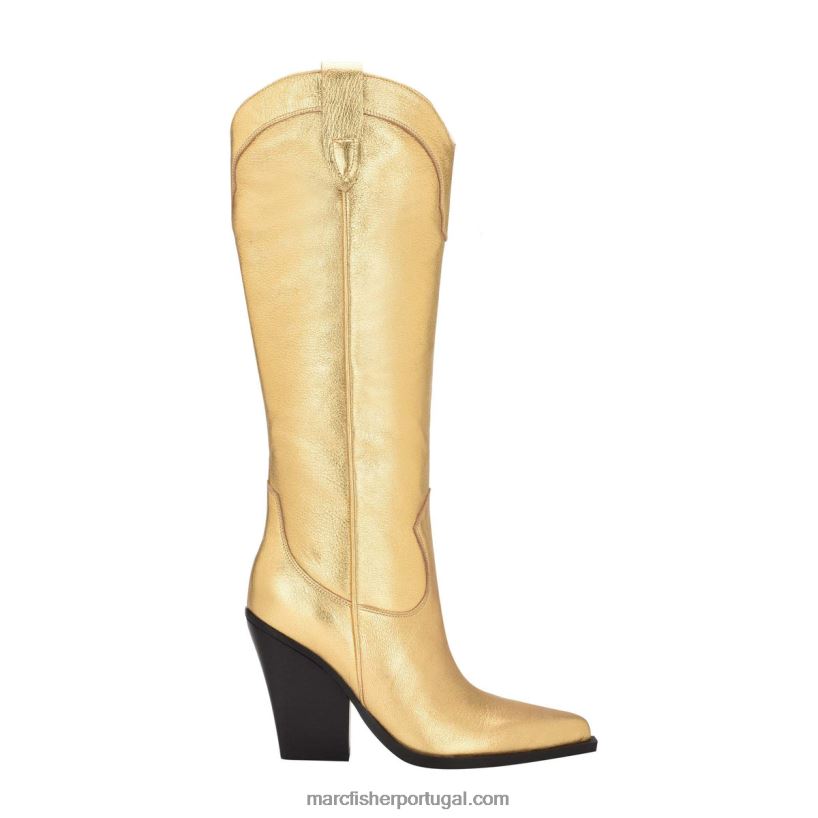 mulheres Marc Fisher bota nalita western 62B08L169 couro dourado
