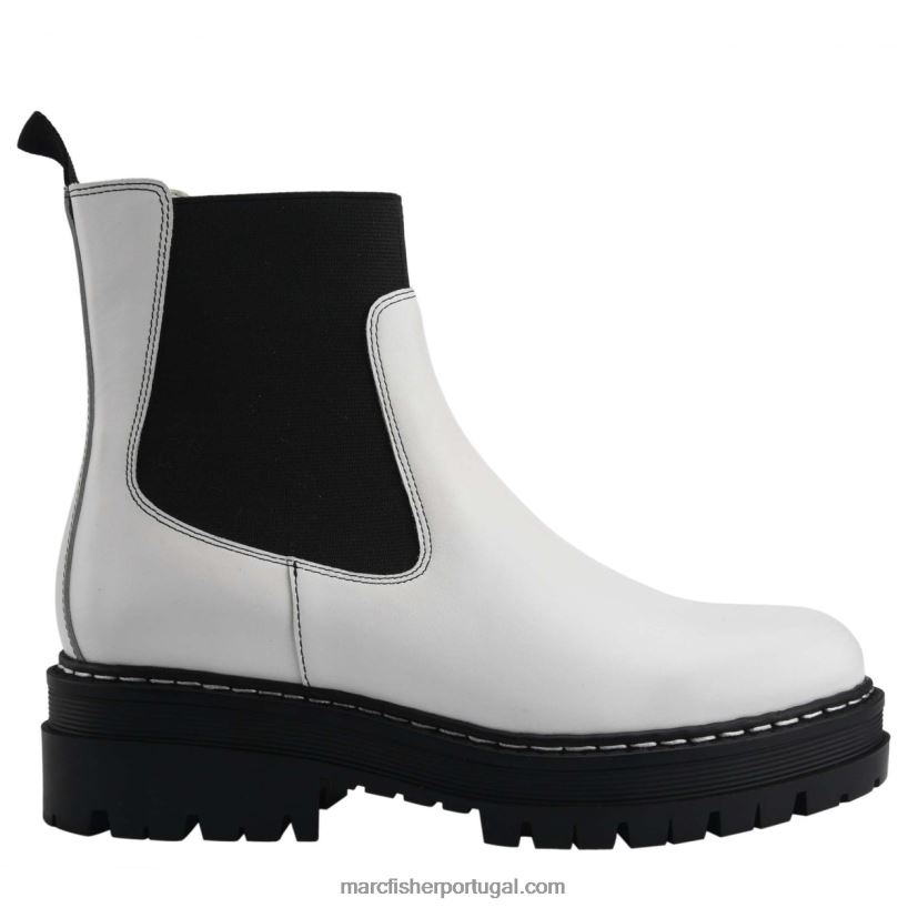 mulheres Marc Fisher bota patrick chelsea lugsole 62B08L47 couro branco