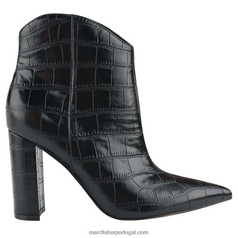mulheres Marc Fisher bota western com salto lezari 62B08L57 croco preto