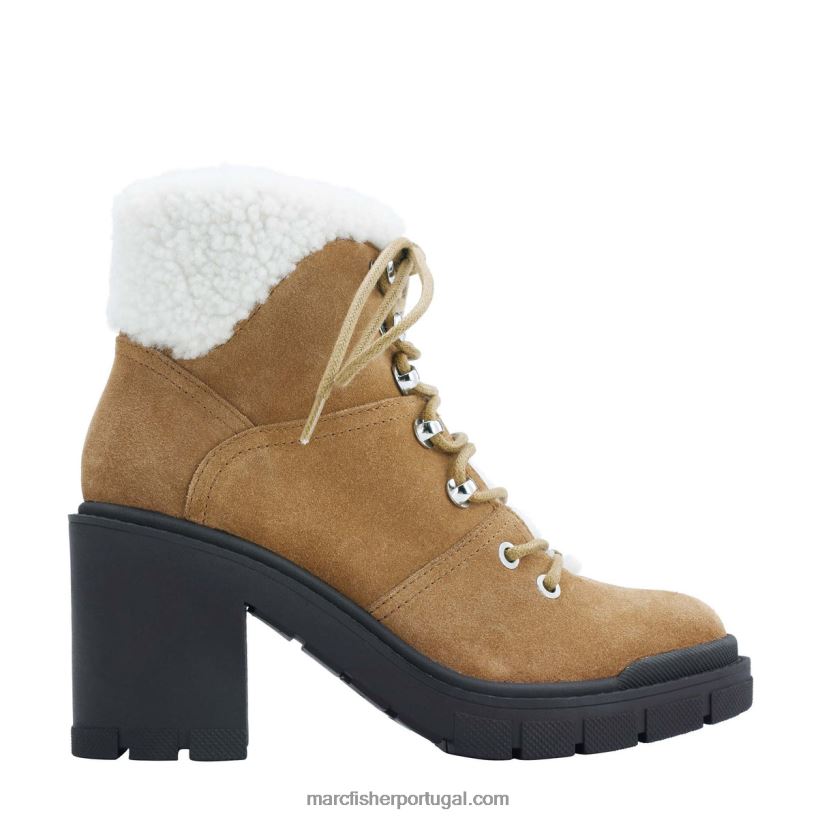 mulheres Marc Fisher botinha de combate com salto vacinta 62B08L135 camurça conhaque