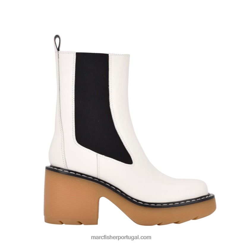 mulheres Marc Fisher botinha sola fredy lug 62B08L90 couro branco/natural