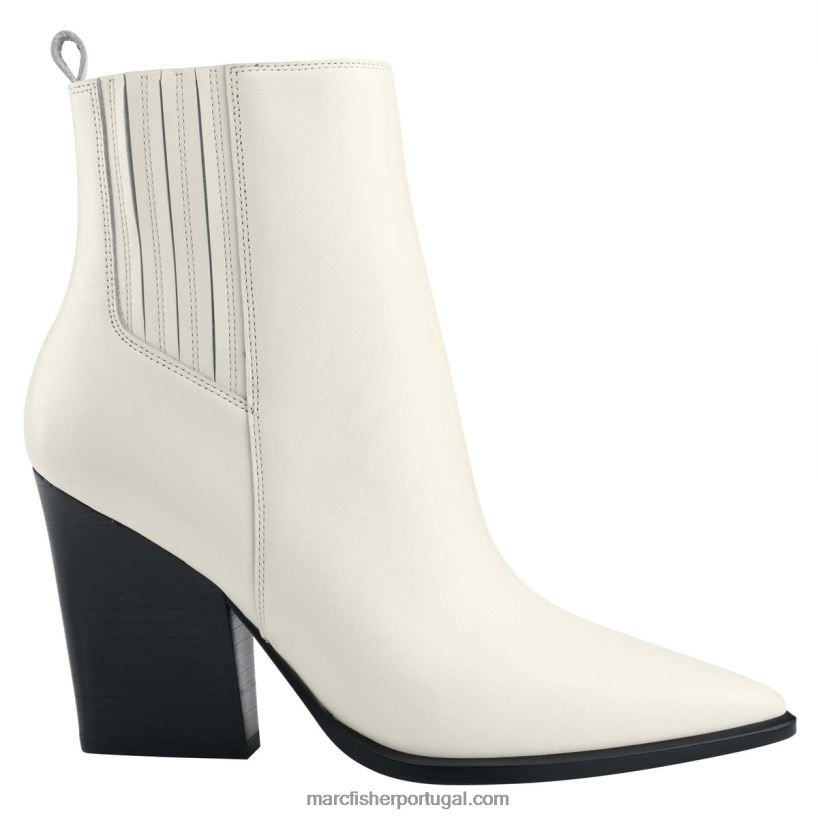 mulheres Marc Fisher botinha western com salto mariel 62B08L48 couro creme chique