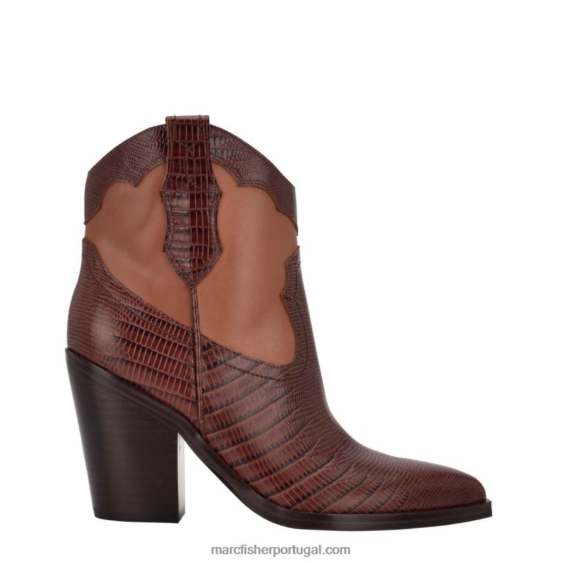 mulheres Marc Fisher gona western bootie 62B08L114 couro bege escuro