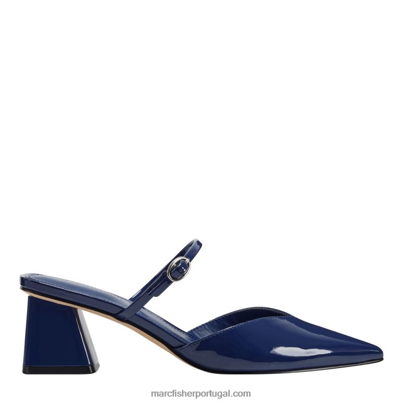 mulheres Marc Fisher mula de salto alto 62B08L448 patente azul