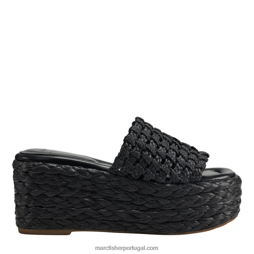 mulheres Marc Fisher sandália com salto plataforma espadrille priya 62B08L226 preto