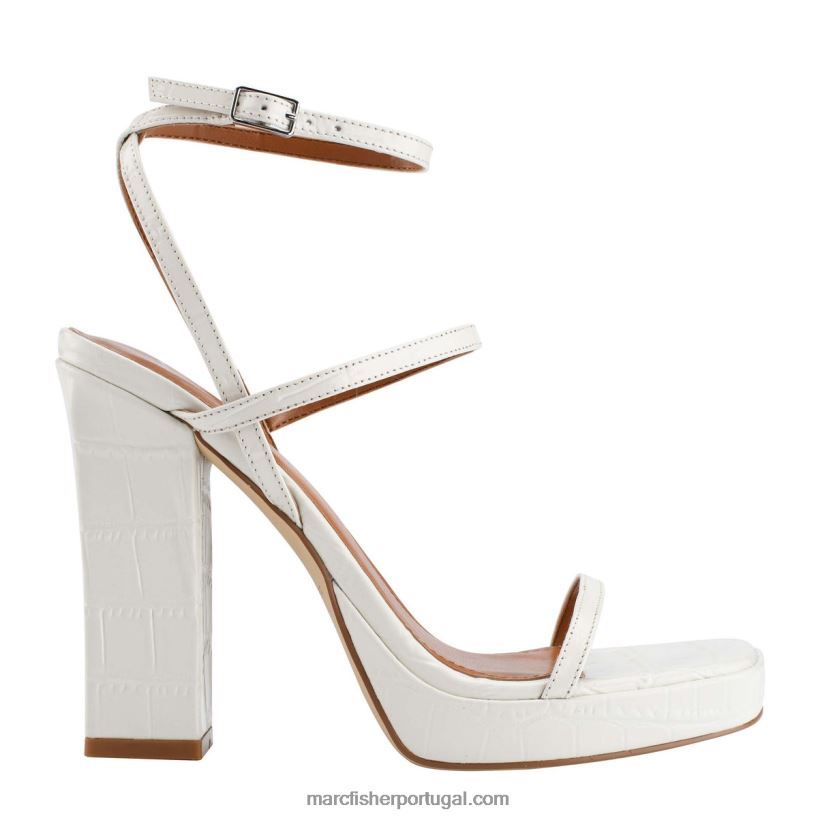 mulheres Marc Fisher sandália plataforma katin 62B08L594 couro marfim