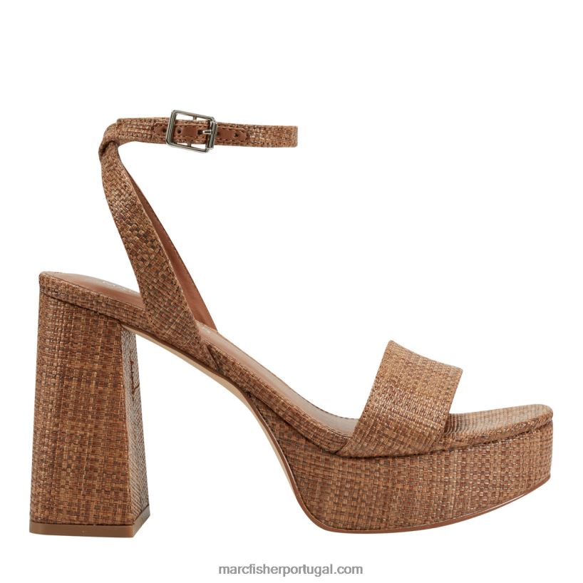mulheres Marc Fisher sandália plataforma sadel 62B08L552 conhaque