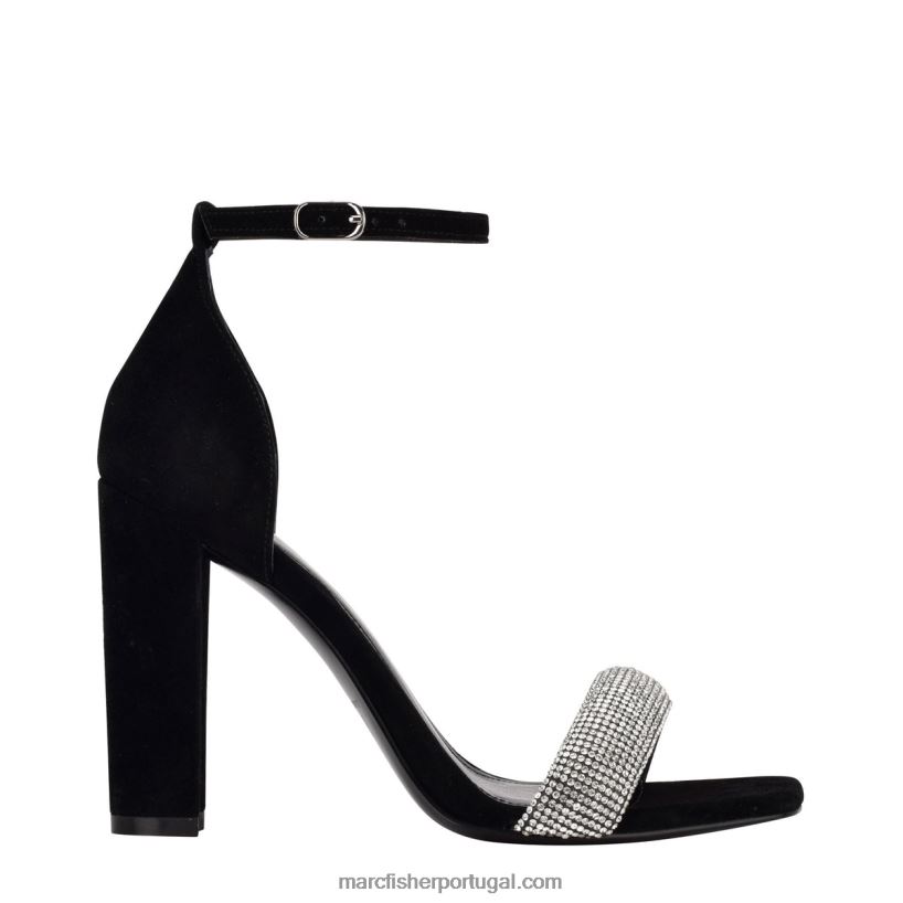 mulheres Marc Fisher angelo sandália com tira no tornozelo 62B08L404 Camurça preta