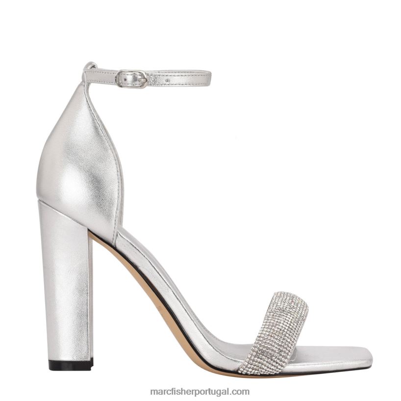 mulheres Marc Fisher angelo sandália com tira no tornozelo 62B08L405 prata