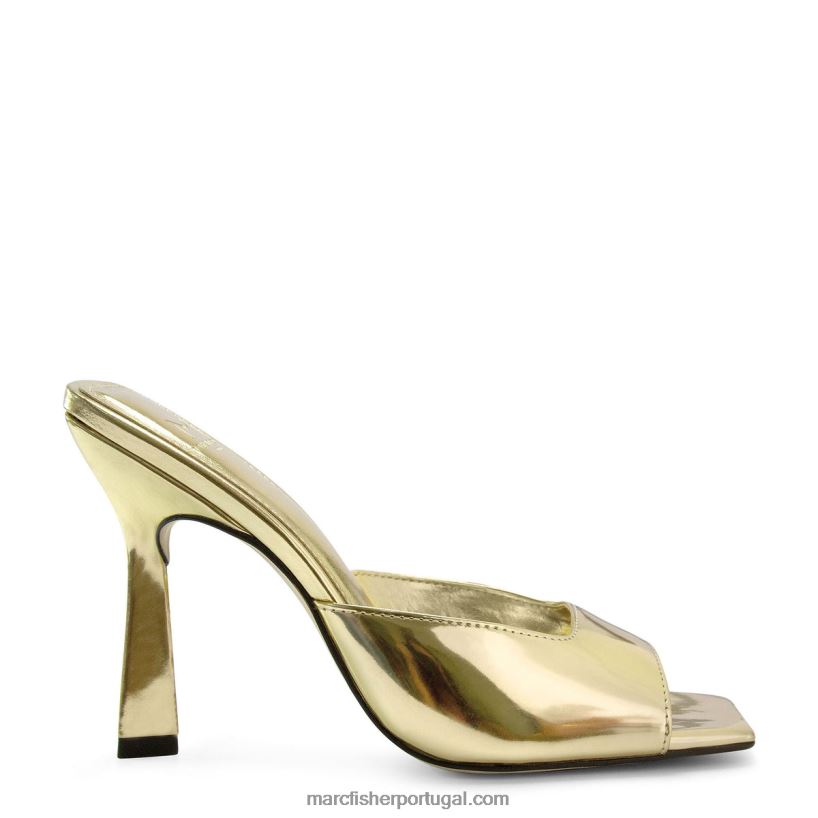 mulheres Marc Fisher baber sandália salto grosso 62B08L511 ouro iridescente