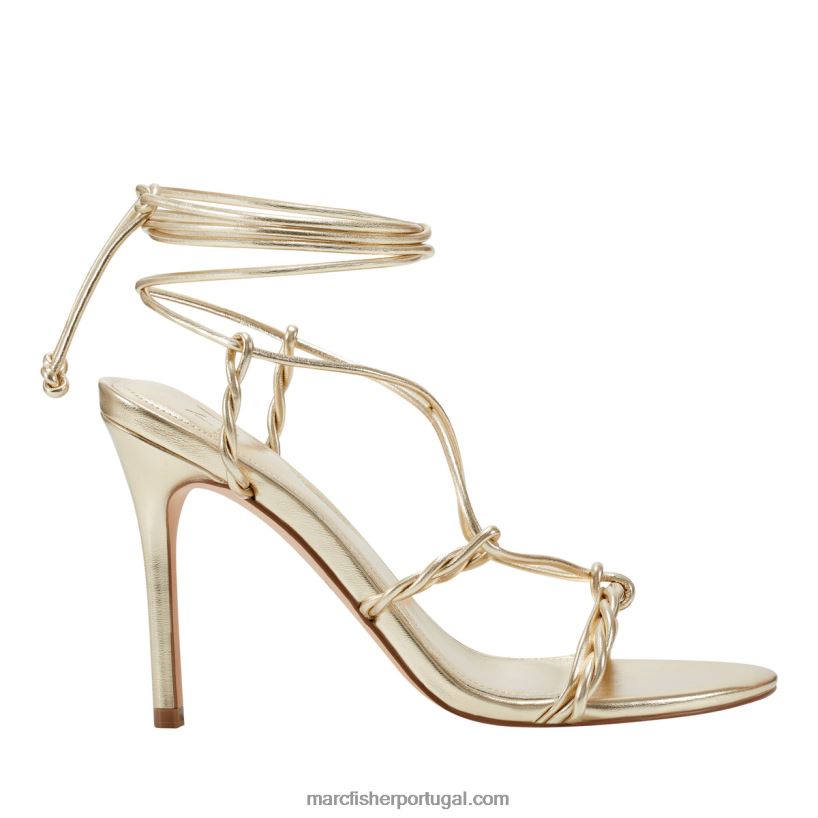 mulheres Marc Fisher bea sandália salto grosso 62B08L372 ouro metálico