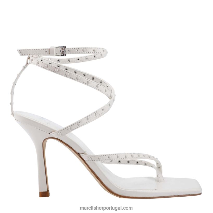 mulheres Marc Fisher dallin sandália salto fino 62B08L417 couro marfim