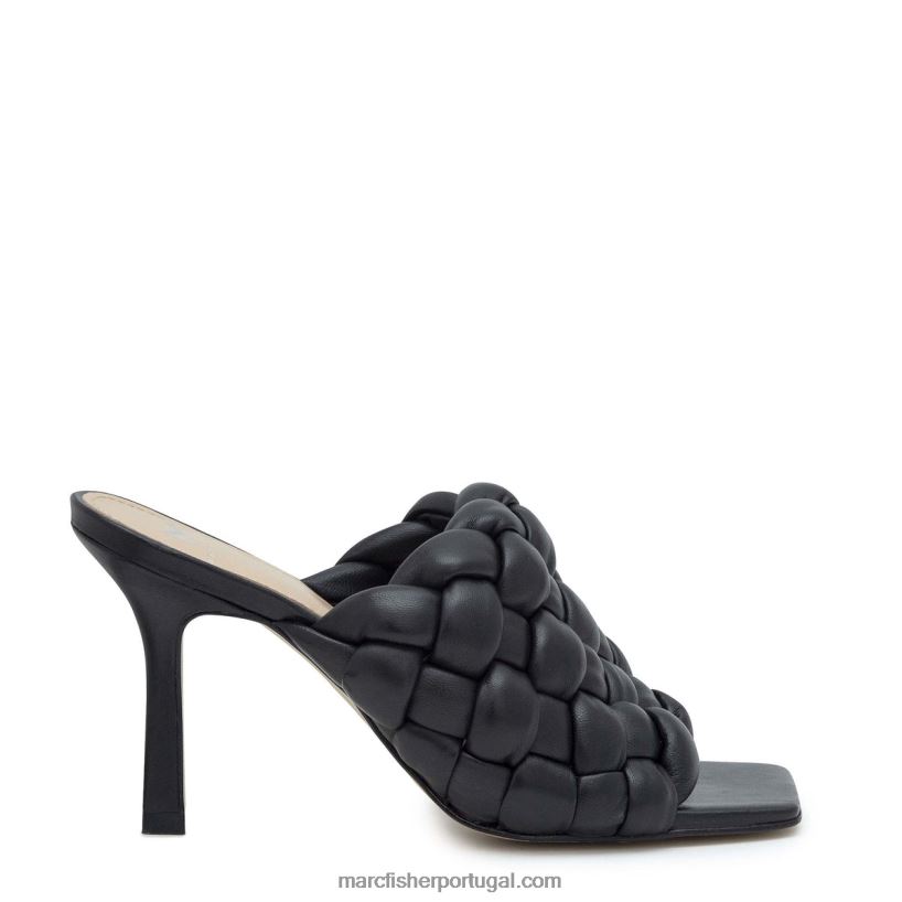 mulheres Marc Fisher escorregador dedo quadrado dakina 62B08L543 couro preto