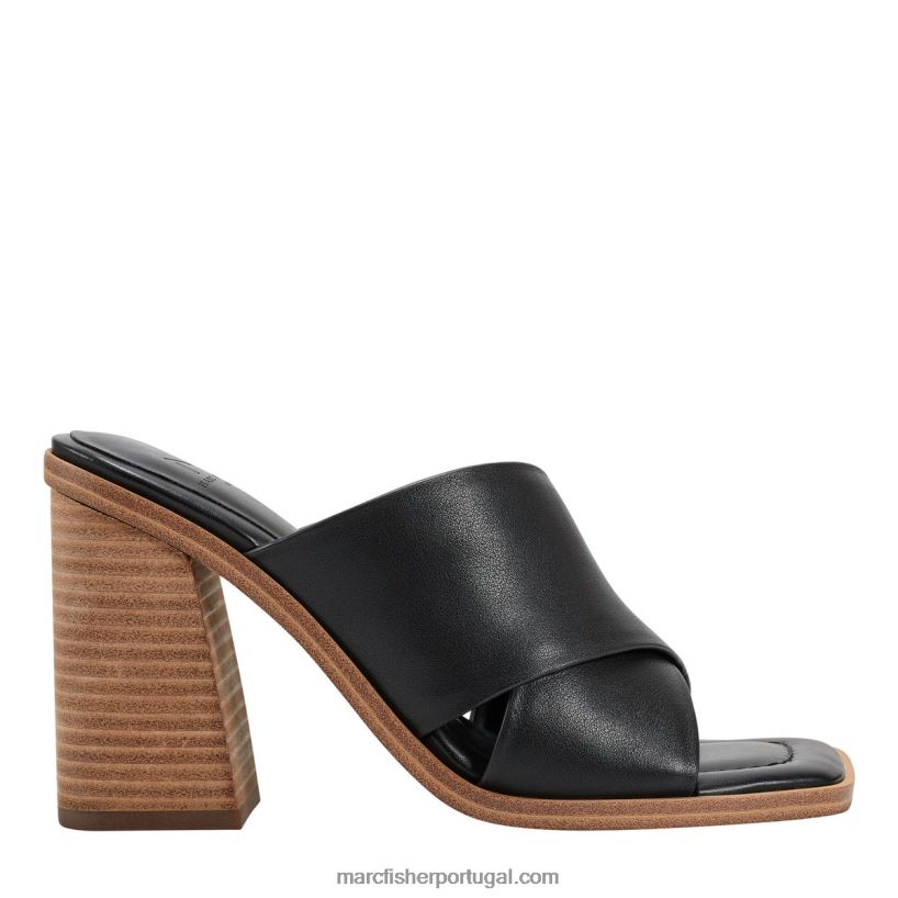 mulheres Marc Fisher sandália de salto alto barli 62B08L481 couro preto