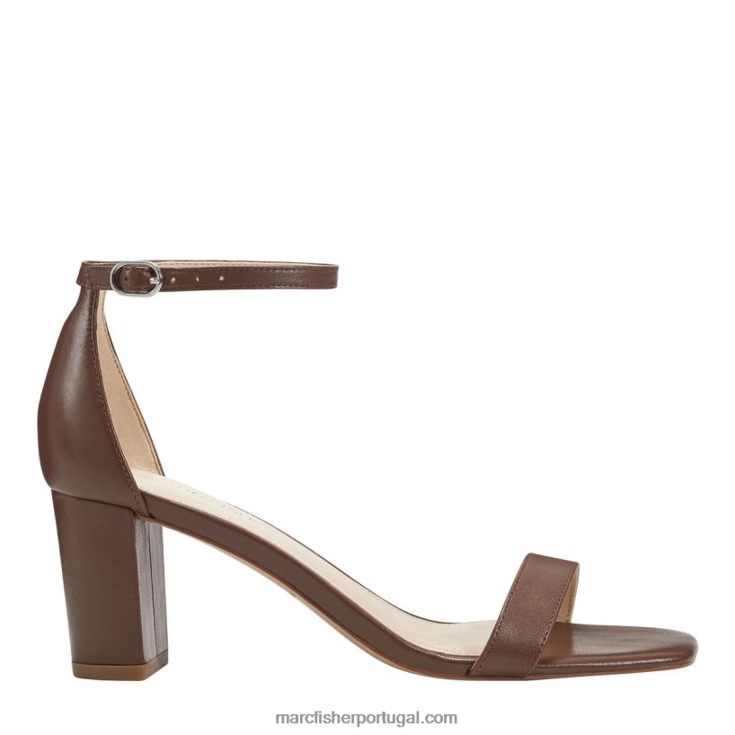 mulheres Marc Fisher sandália jaron com tira no tornozelo 62B08L391 couro marrom médio