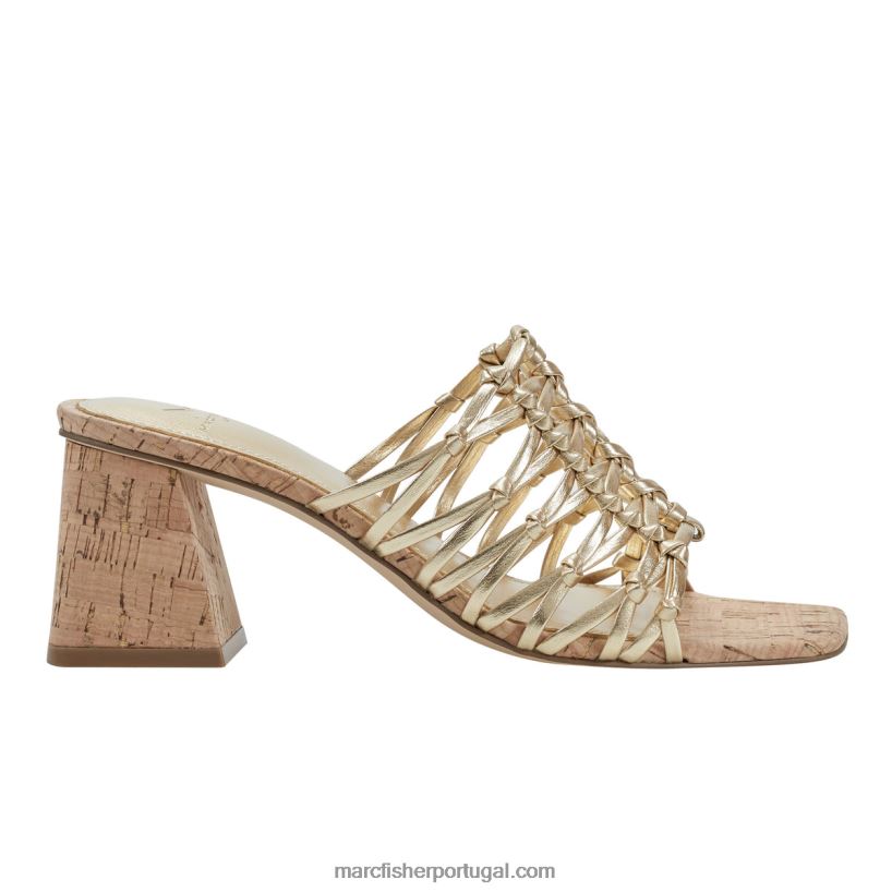 mulheres Marc Fisher sandália salto bloco colica 62B08L455 ouro