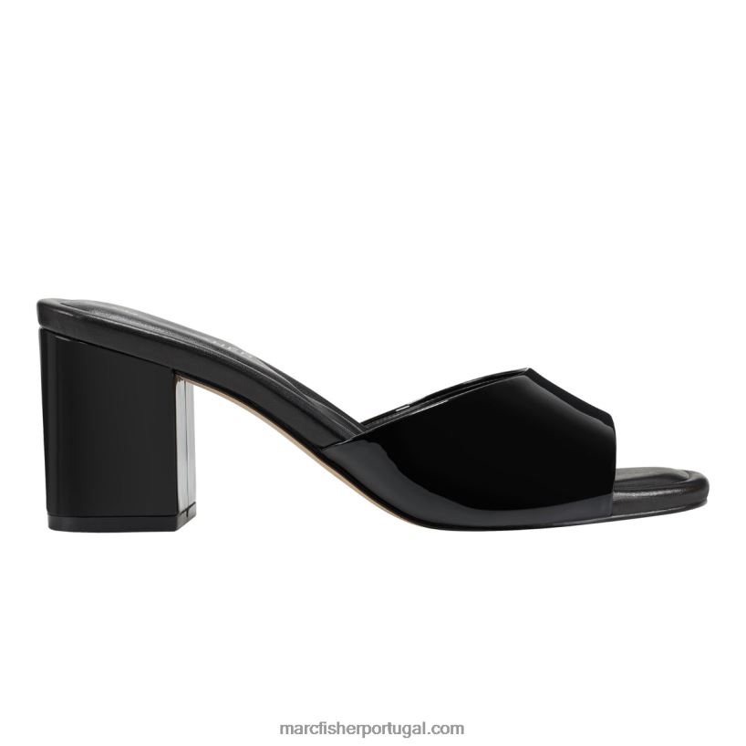 mulheres Marc Fisher sandália salto bloco fynn 62B08L478 preto