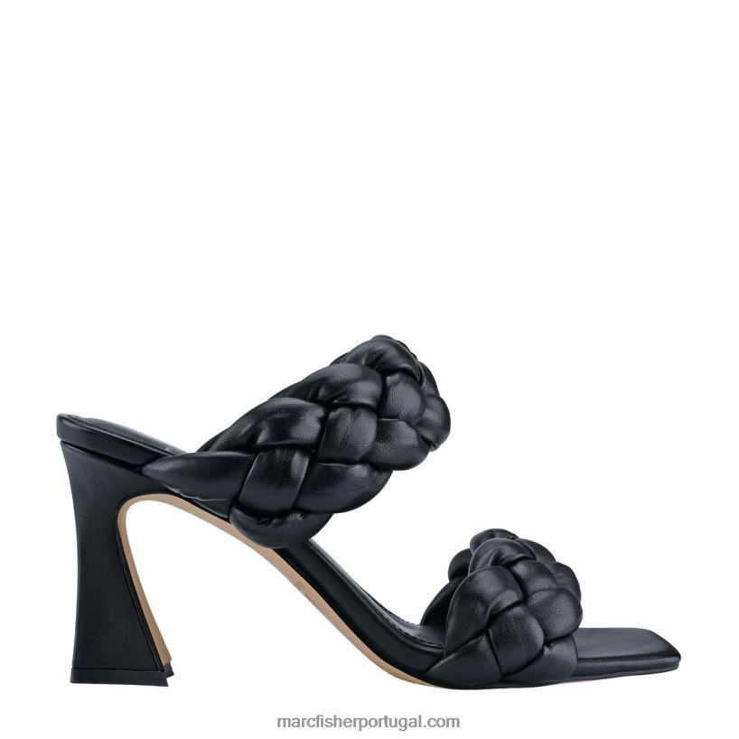 mulheres Marc Fisher sandália salto grosso 62B08L530 couro preto