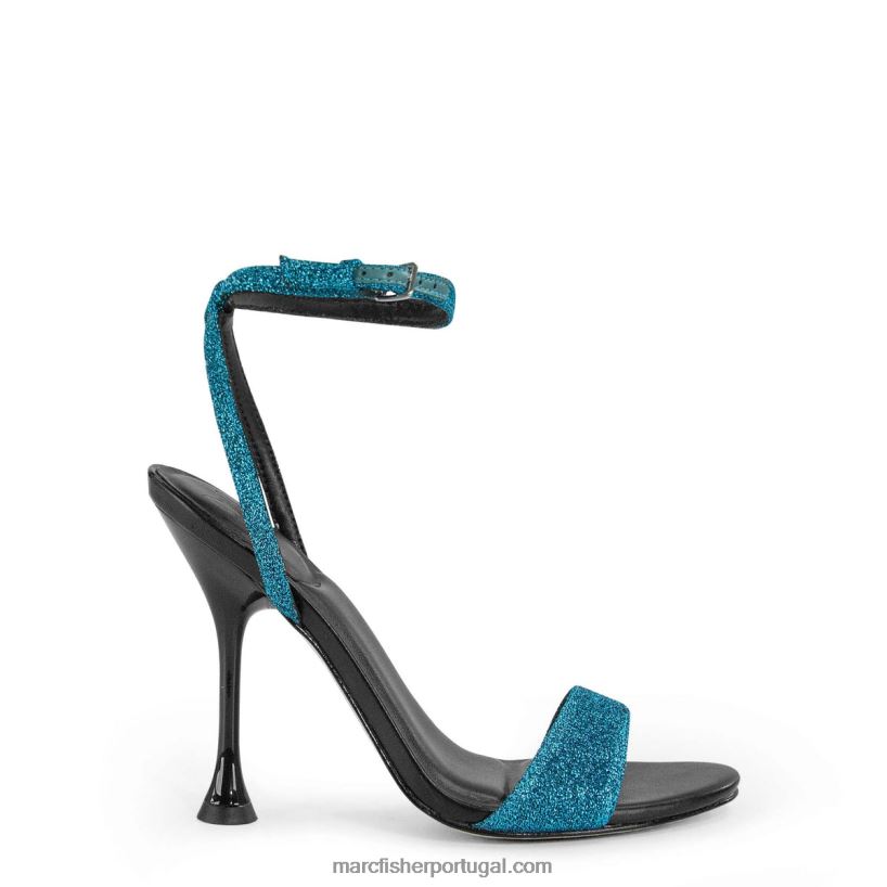 mulheres Marc Fisher sandália salto grosso calisty 62B08L401 brilho preto/azul