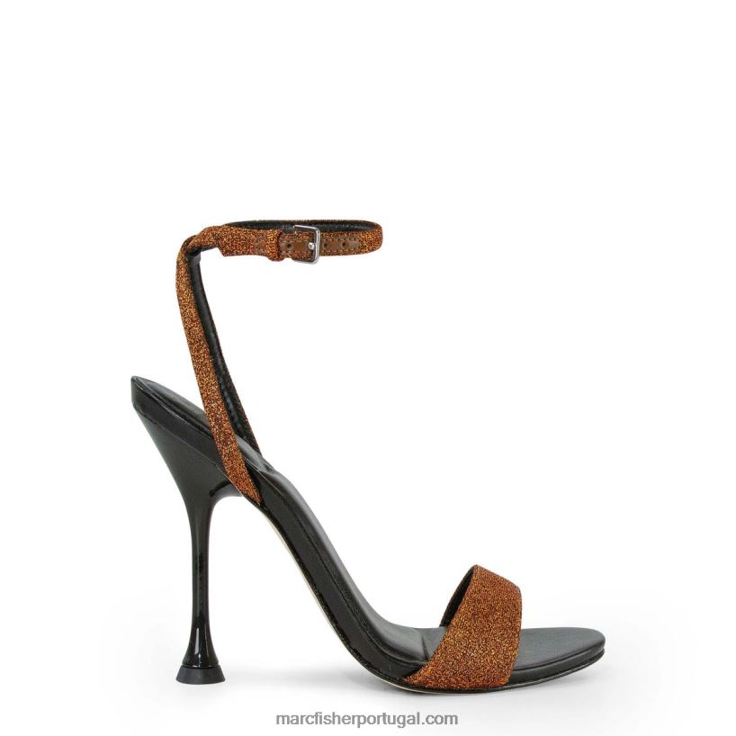 mulheres Marc Fisher sandália salto grosso calisty 62B08L409 brilho preto/marrom