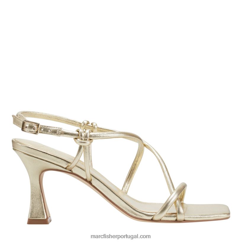 mulheres Marc Fisher sandália salto grosso dayne 62B08L379 couro dourado